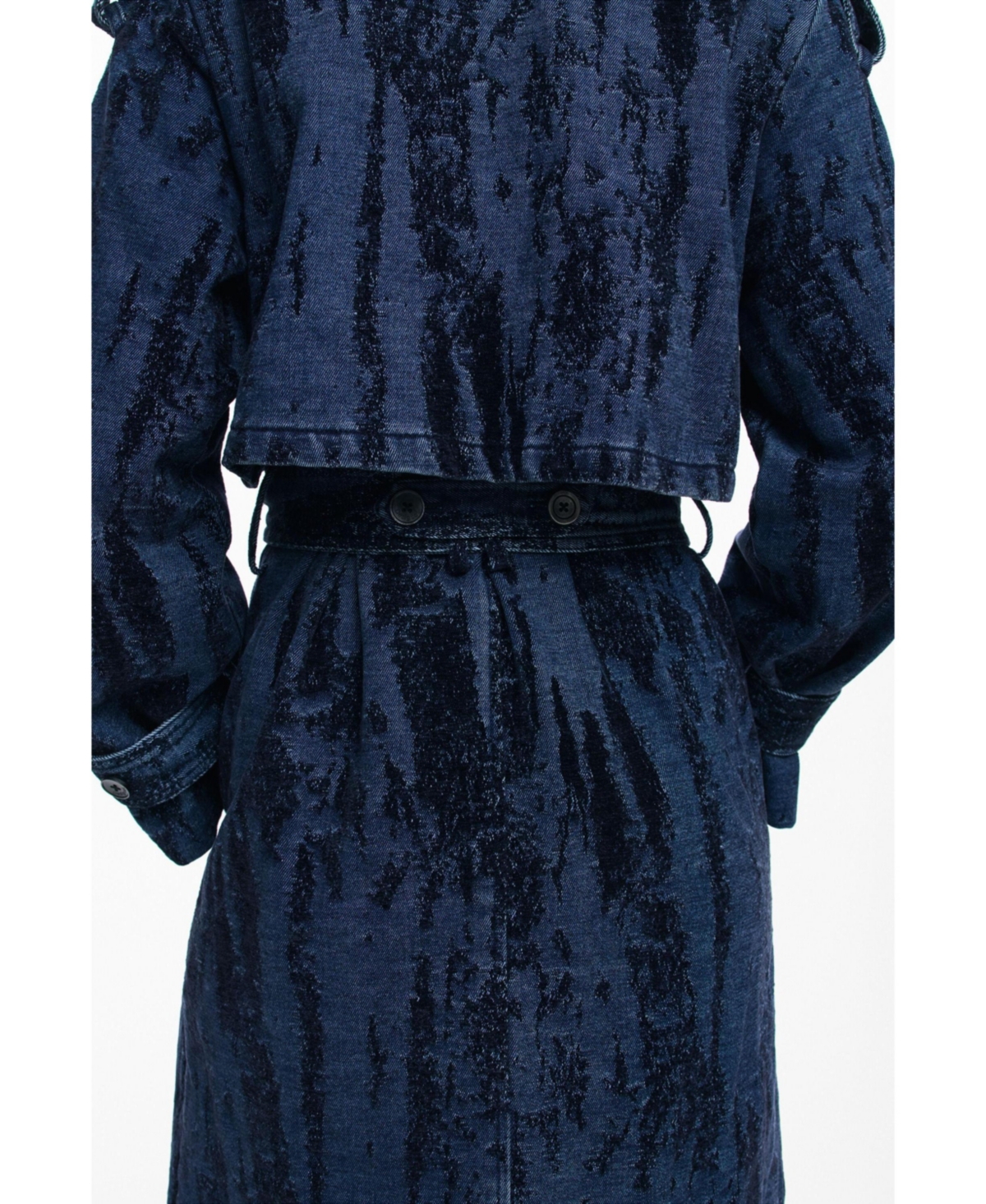 Desigual Women's Degraded Denim Trench Coat In Blue
