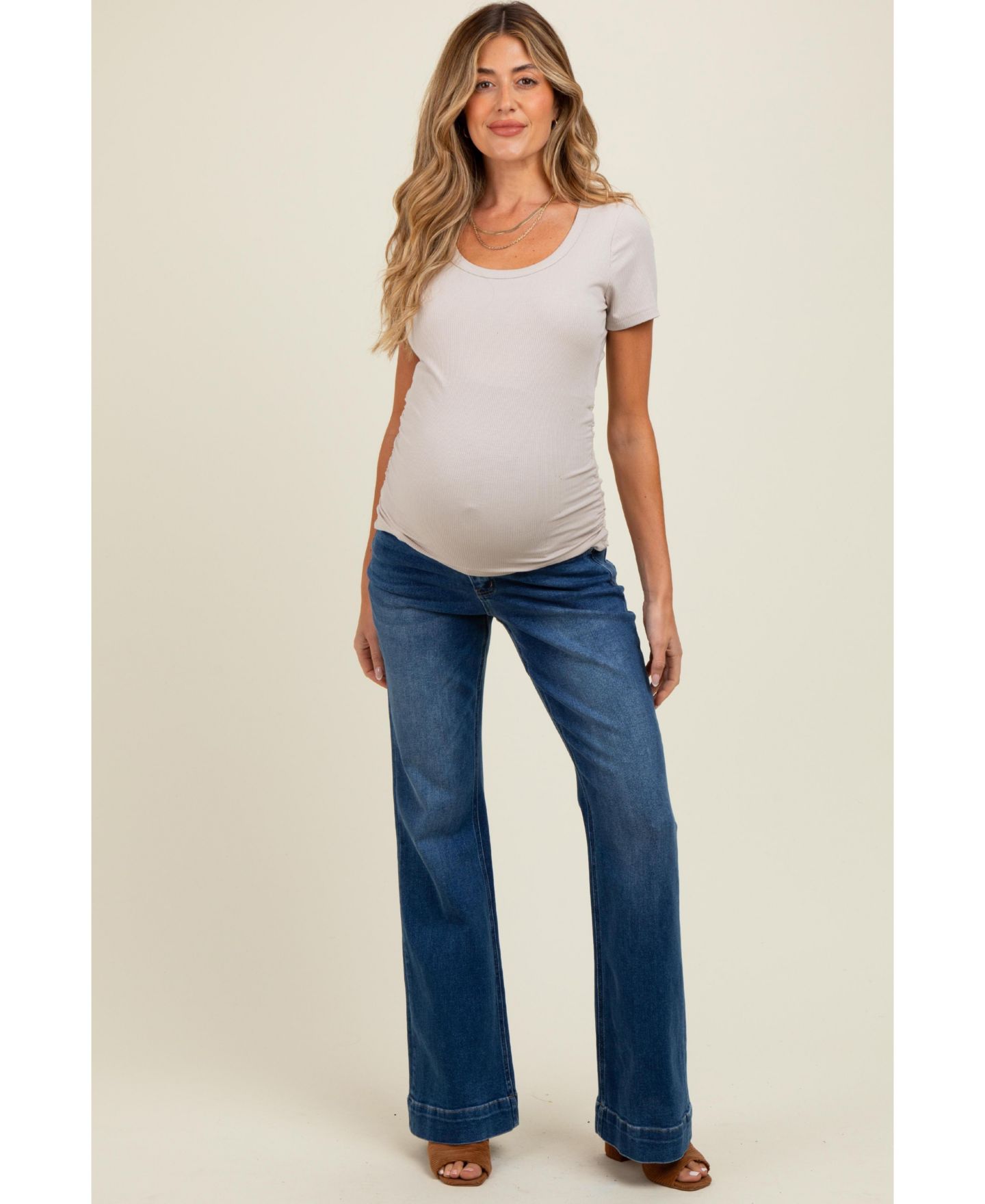 Женские джинсы Pinkblush Navy Blue Wide Hem Flare, цвет: Тёмно-синий — фото 5