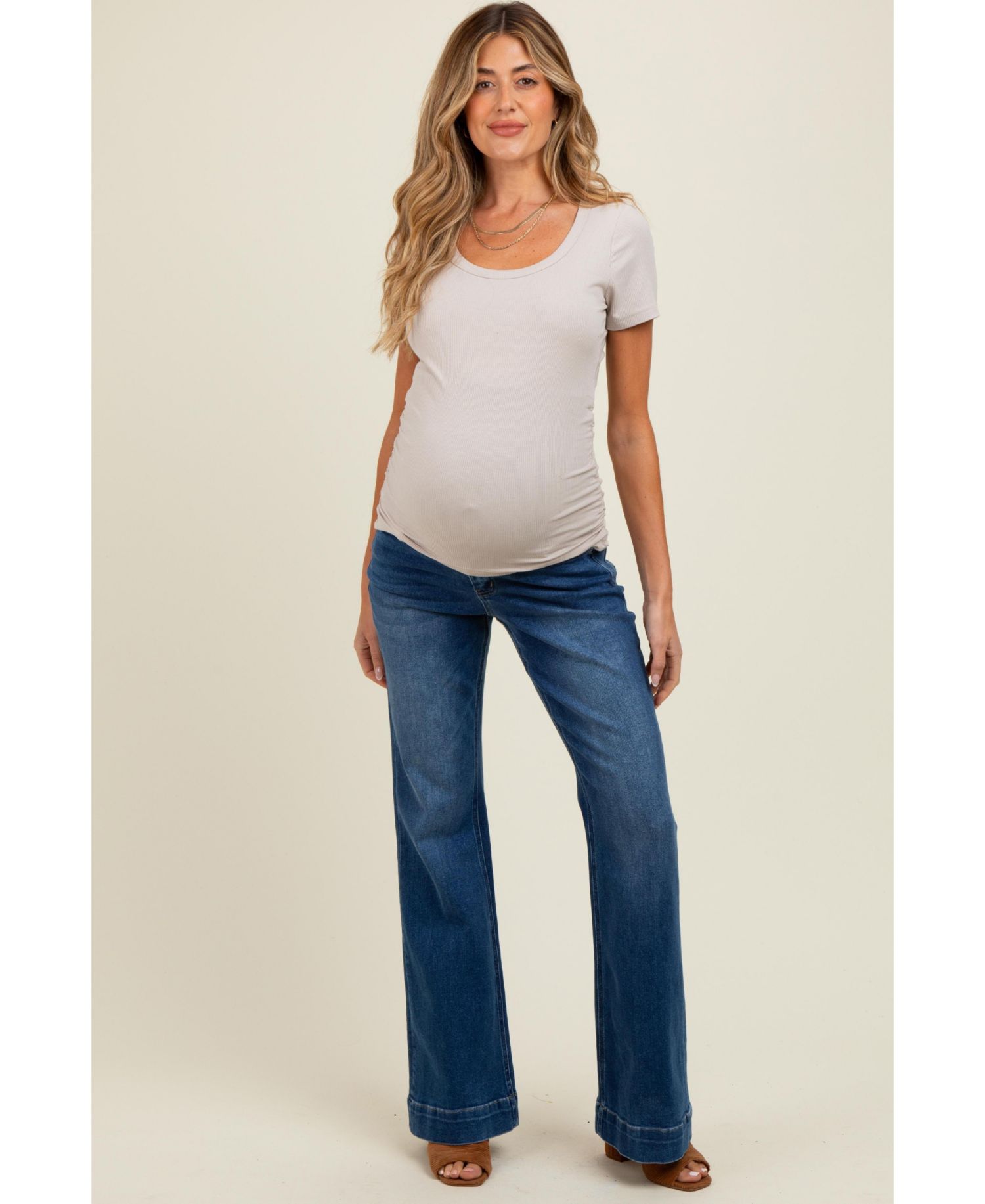 Women's Navy Blue Wide Hem Flare Jeans