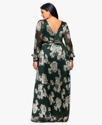 Plus Size Crinkle Foil Long Sleeve Dress