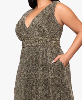 Plus Size Sleeveless Animal Crinkle Long Dress