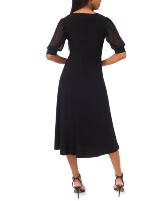 Women's V-Neck Twist Front Midi Dress