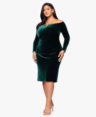 Plus Size Off-Shoulder Short Velvet Dress