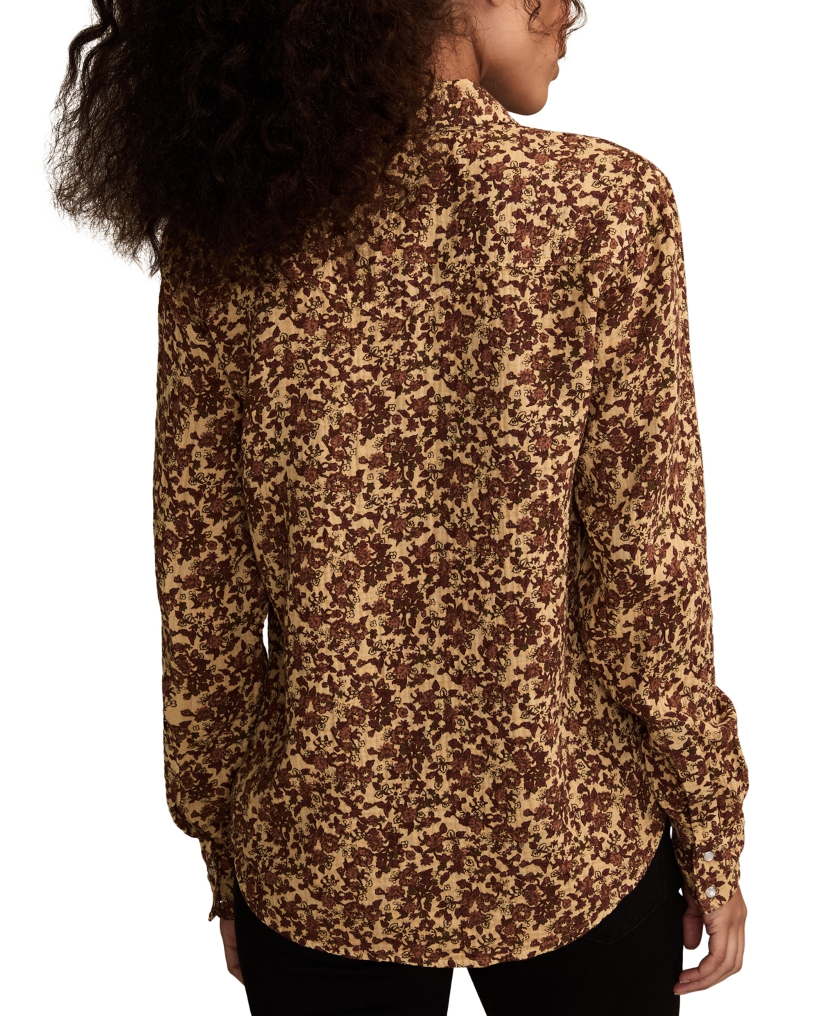Lucky Brand Women's Printed Western Button Down Top In Brown
