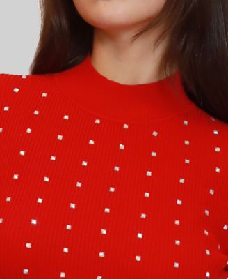 Junior's Mock Neck Sweater Dress