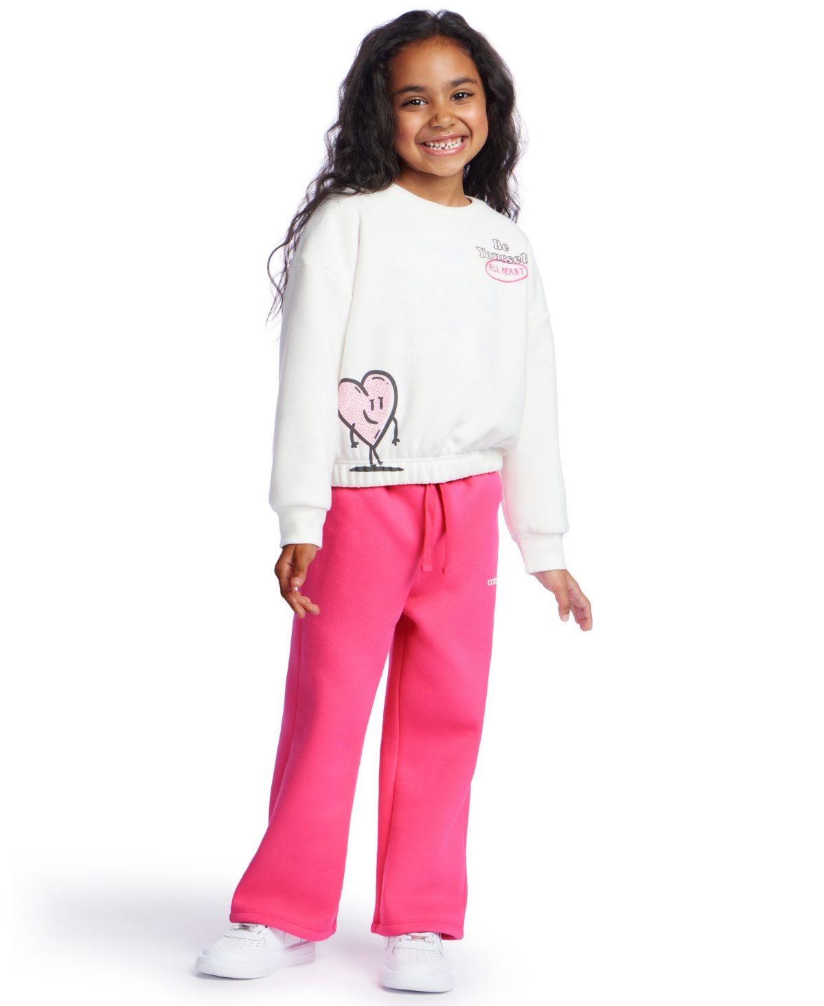 Color Lab Girls 2t-6x Crewneck Long Sleeve Sweatshirt In White