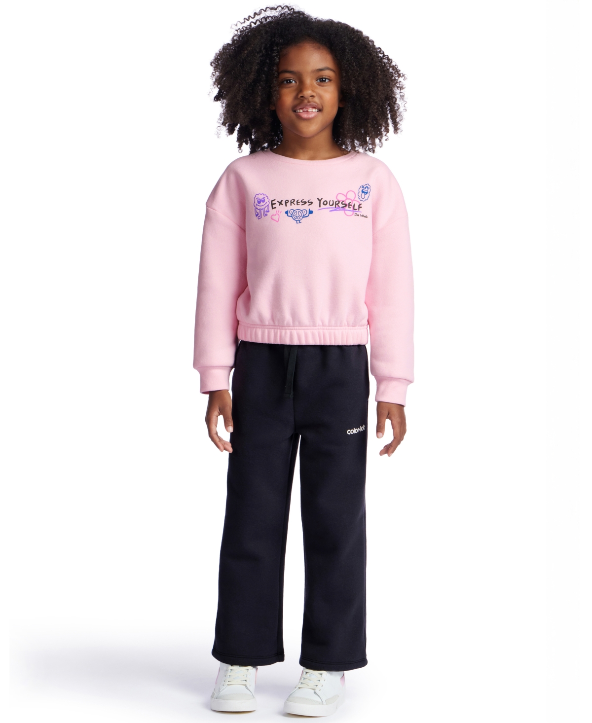 Color Lab Girls 2t-6x Crewneck Long Sleeve Sweatshirt In Pink