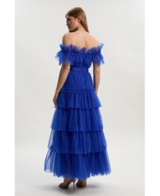 Women's Tulle Off Shoulder Maxi Dress