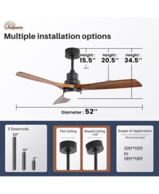 52-inch Modern 3 Blades 3 color Dimmable and Memory Function Light and Remote control Ceiling Fan