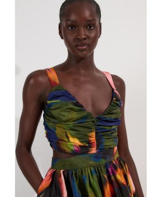 Women's Blurred Floral Taffeta Maxi Dress