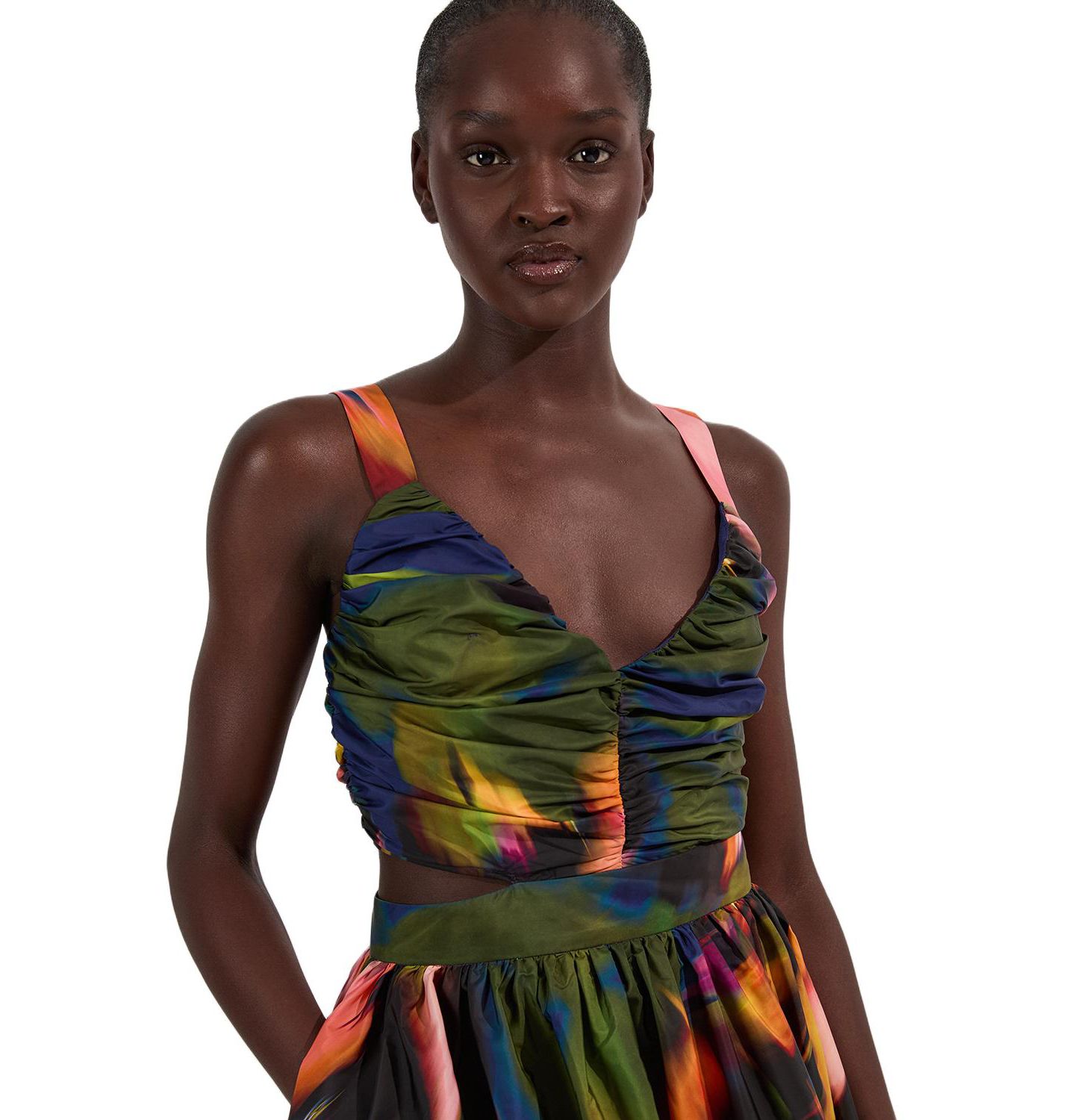 Женское платье Karen Millen Blurred Floral Taffeta Maxi, цвет: Разноцветный — фото 3