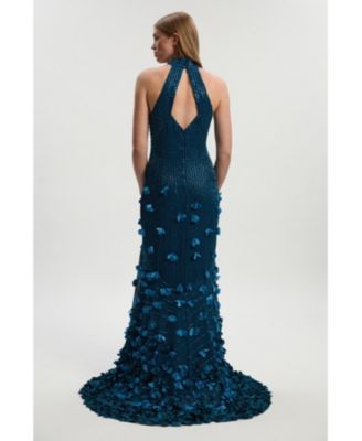 Women's Woven Maxi Rosette Maxi Dress