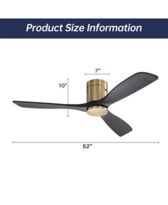 52-inch Modern Golden Sliver 3 Solid Wood Blade Ceiling Fan with 6-speed Remote Control and Forward Reverse Rotation Function for Indoor