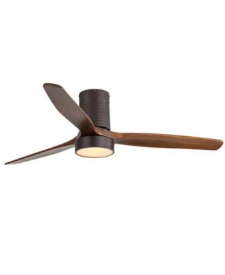 52-inch Modern Brown 3-Blade Flush Mount Fans Supports Remote Control 6-Speed Arbitrary Adjustment and Timing Function