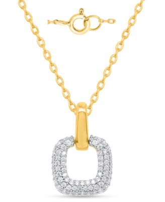 Macy's - White Diamond Pendant Necklace (1/4 ct. t.w.) in 14K Gold Plating with Sterling Silver
