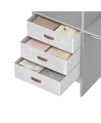 5FT Small Closet Organizer System with 3 Fabric Drawers, 60" Closet System with 3 Shelving Towers