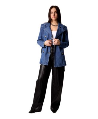 Women's Gracie Double Breasted Trench Coat with Removable Hoodie Insert