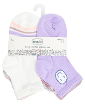 Girls' 4-11 Fashion Quarter Socks, 10-Pack Set