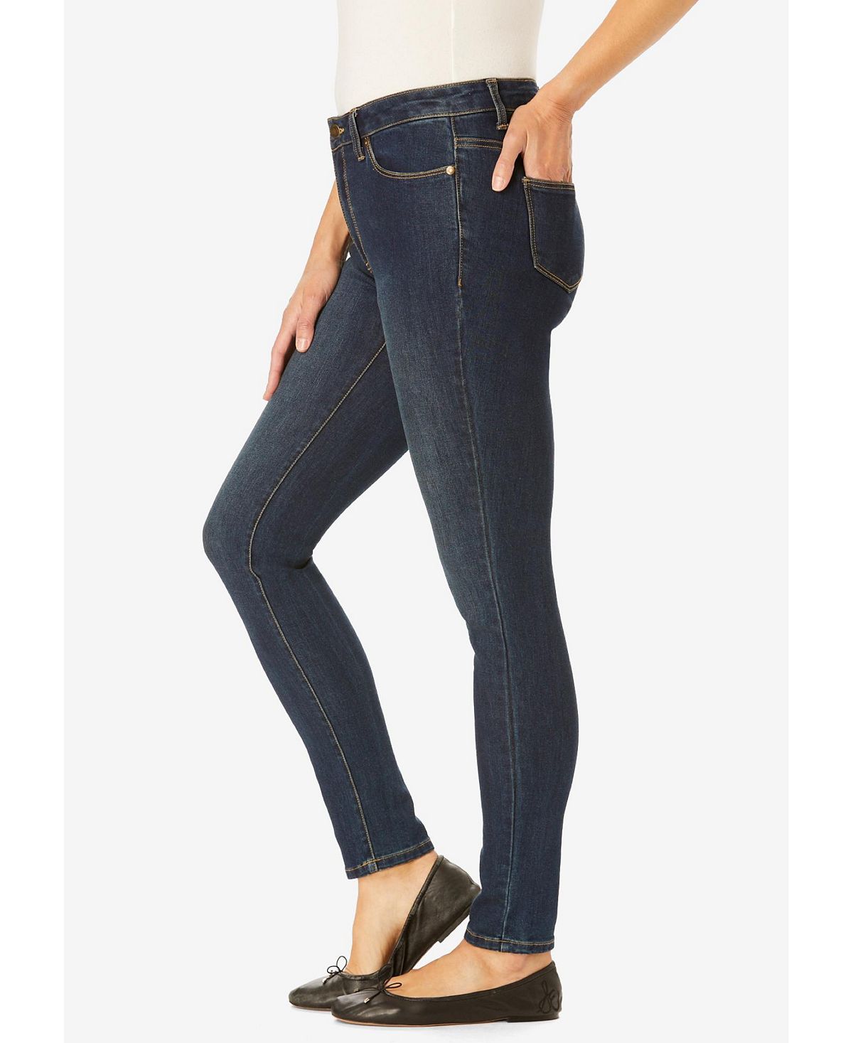 Woman Within Women's Within Tall Slim-Leg Stretch Comfort Denim Five-Pocket Jeans view 3 — MAYCSS fashion products