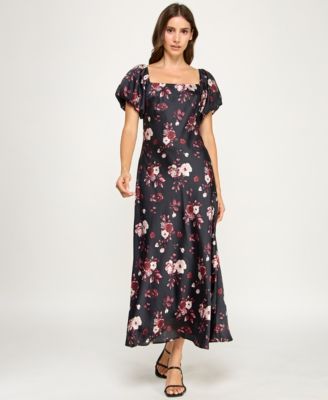 ROW A - Juniors' Short Bubble Sleeves Dress