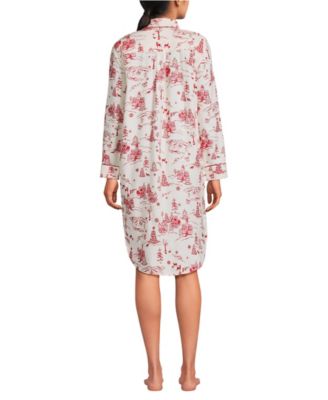 Women's Flannel Long Sleeve Sleepshirt Nightgown