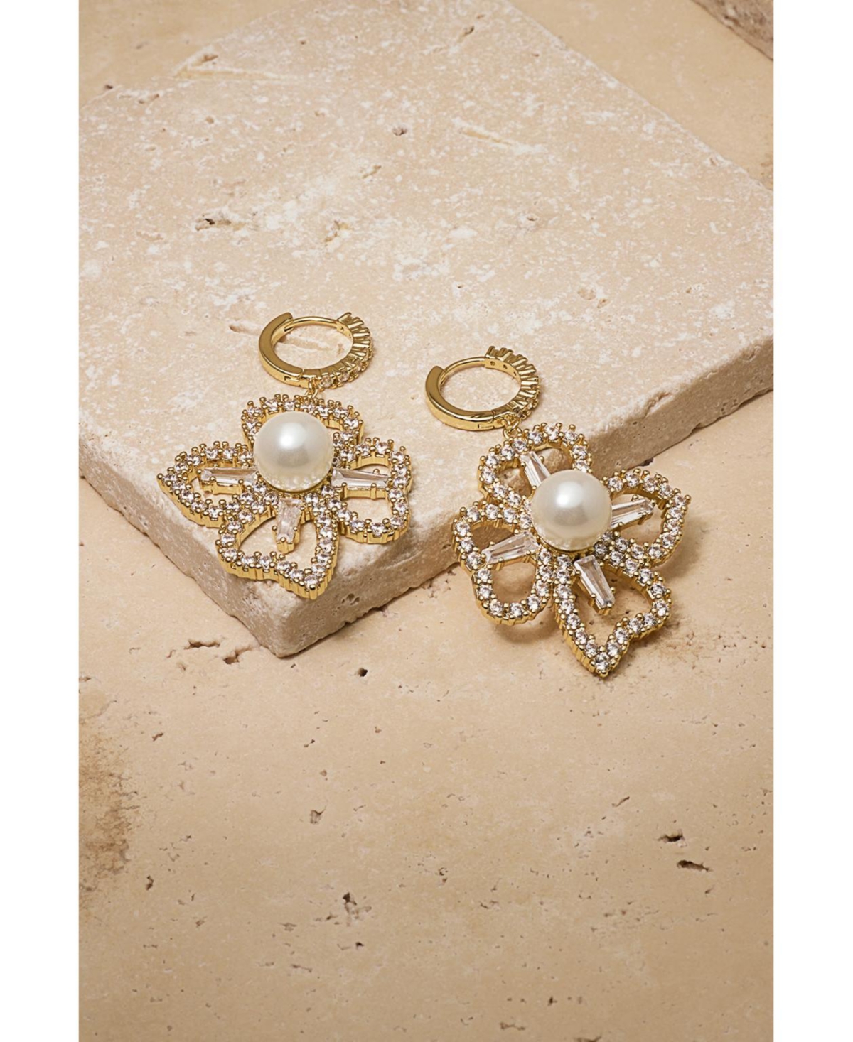 Holly & Crystal Flower Drop Earrings