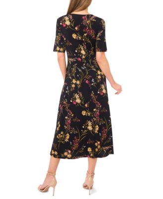 Women's Twist Front Short Sleeve Midi Dress