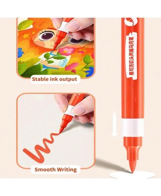 24 Colors, Acrylic Paint Pens, Dual Tip Pens With Fine Tip and Brush Tip for Rock Painting, Ceramic, Wood, Plastic, Calligraphy, Scrapbooking