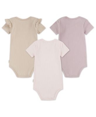 Baby Girls' Short-Sleeve Bodysuits, 3-Pack Set