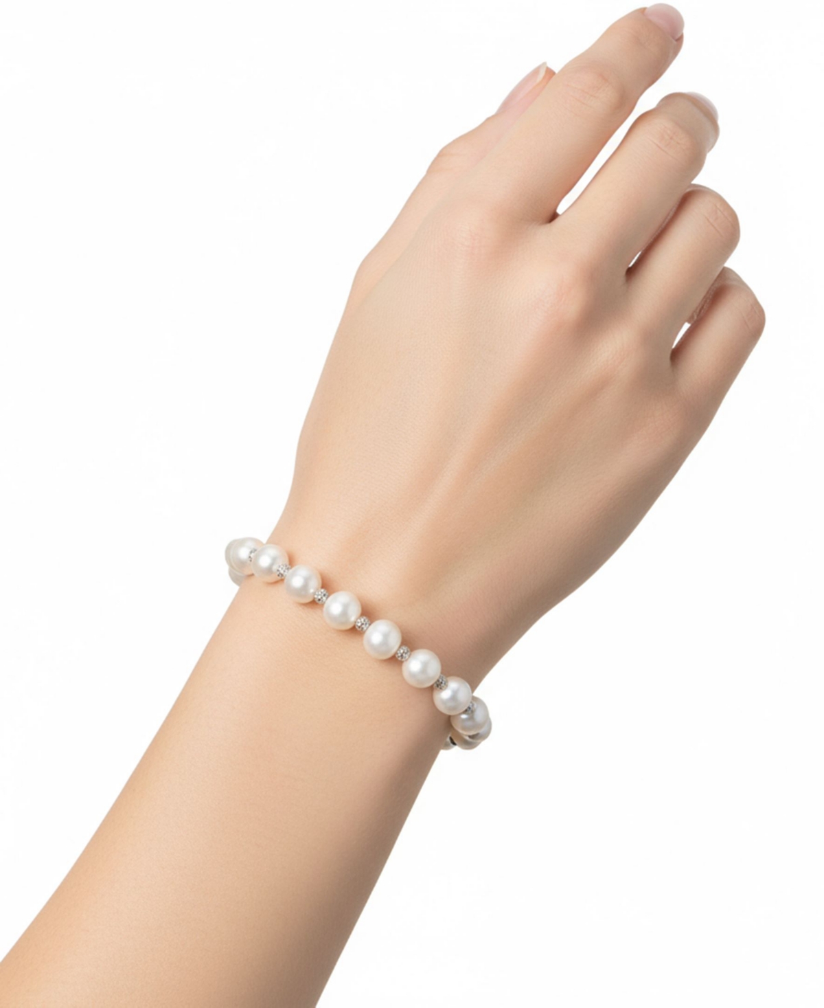 Macy's Cultured Freshwater Pearl (7-8mm) with Brilliance Beads Bracelet in Sterling Silver