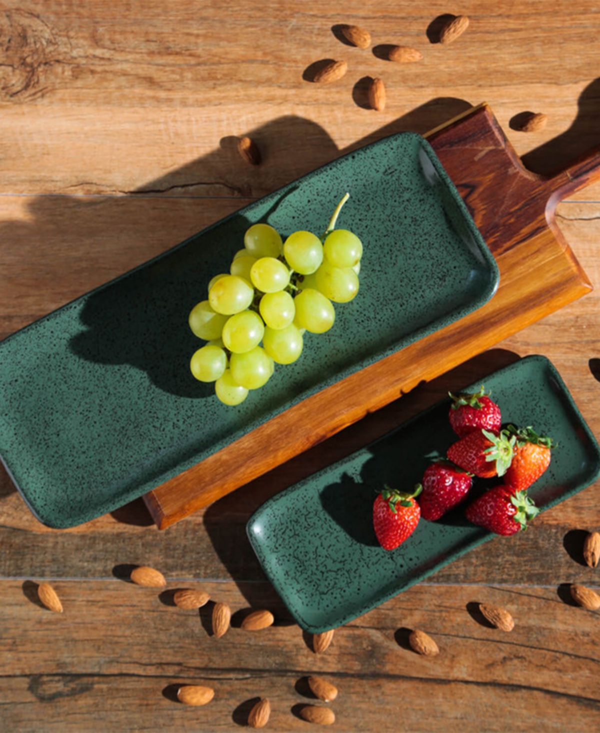 Porto Brasil 8.6" Stoneware Rectangular Platters, Set Of 4 In Green