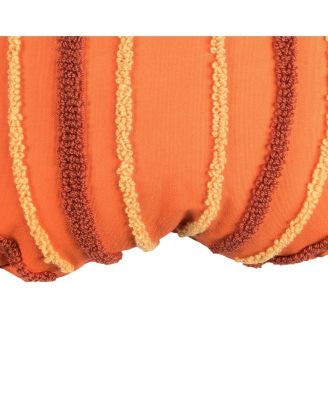 Botanical Pumpkin Shaped Hooked Accent Throw Pillow 18" x 18"