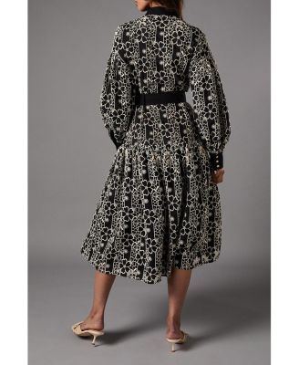 Women's Long Sleeve Belted Shirt Dress