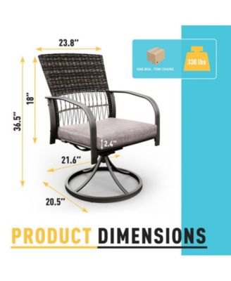 Green Rattan Swivel Patio Dining Chair Set of 2