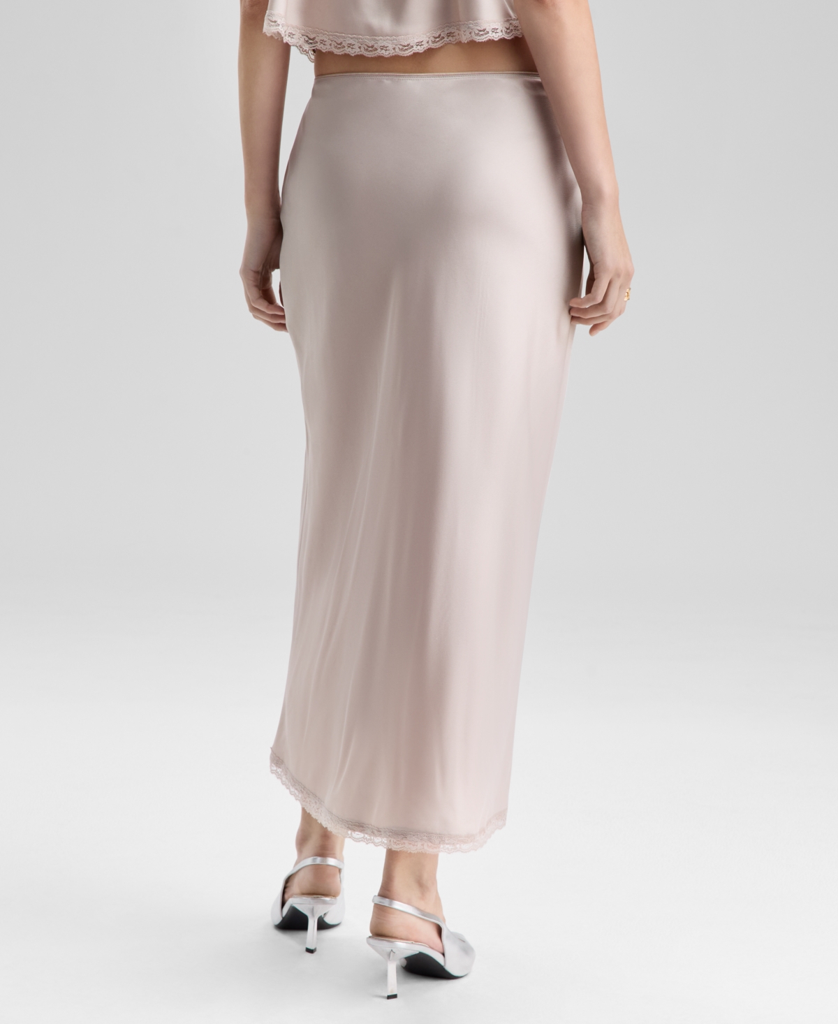 And Now This Women's Lace Bow-inset Slip Skirt, Macy's Exclusive In Neutral