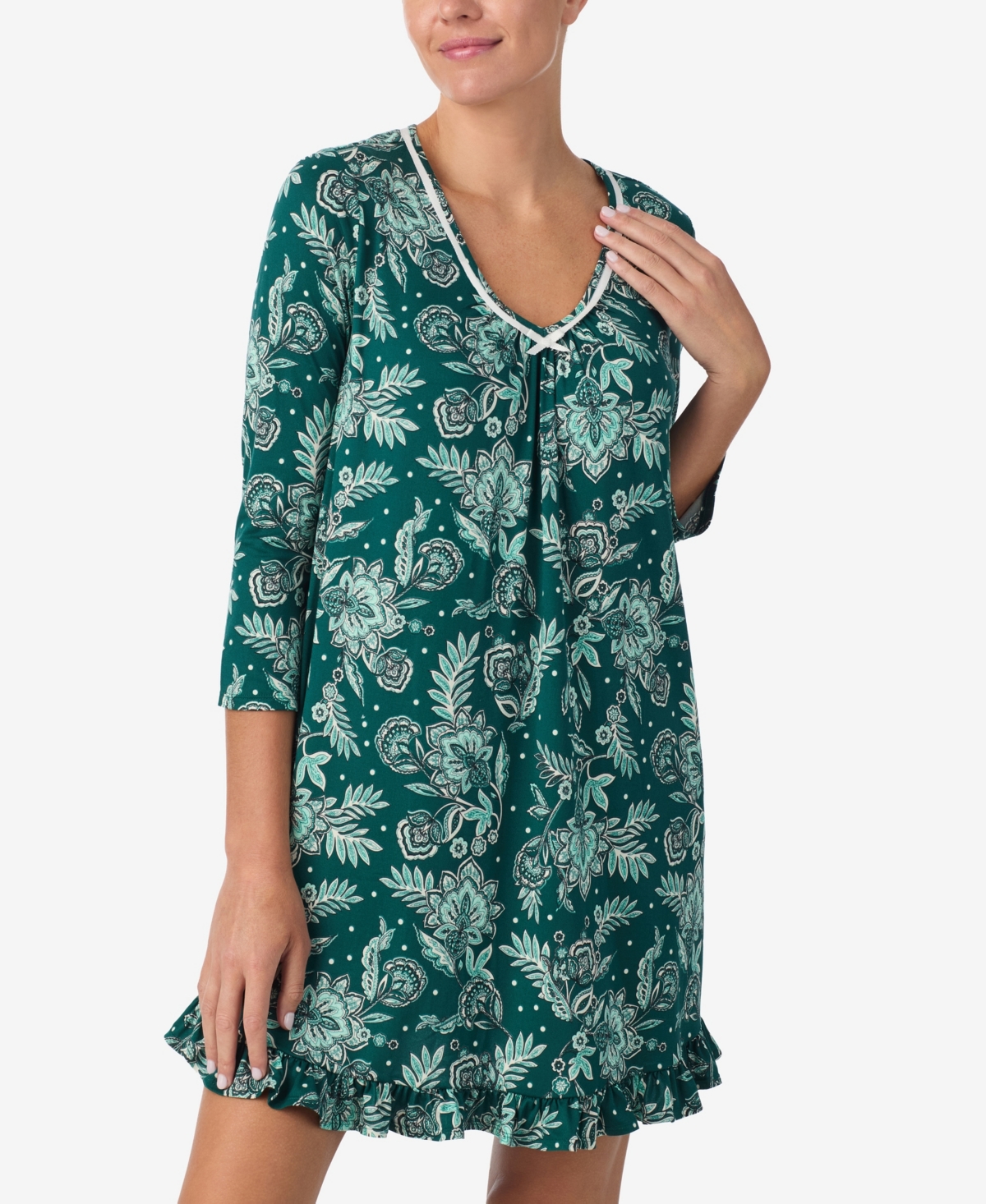 Ellen Tracy Women's Printed V-neck Chemise In Green