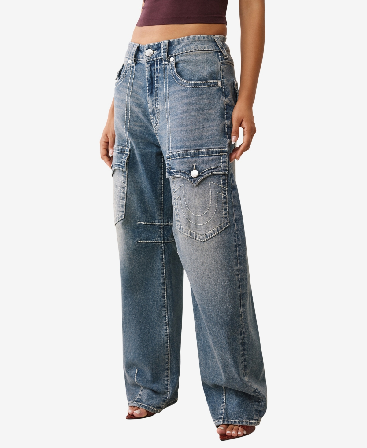 True Religion Women's Bailey Barrel Big Flap Jeans In Blue