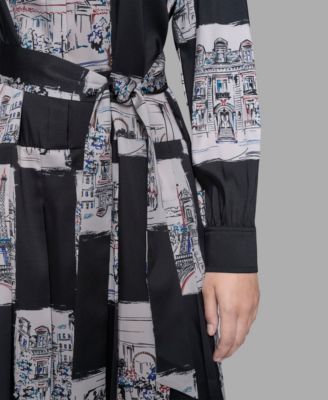 Women's Printed Belted Shirt Dress