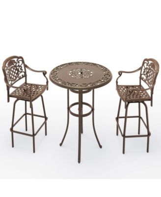 2 - Person Cast Aluminum Round Outdoor Dining Set Patio Bar Set