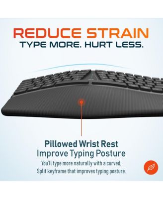 KB250 Ergonomic Wireless Rechargeable Keyboard with Wrist Rest Pad