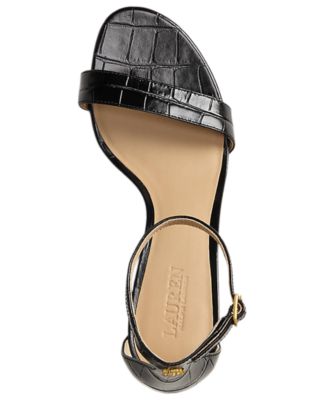 Women's Allie Mid-Heel Crocodile-Embossed Sandals