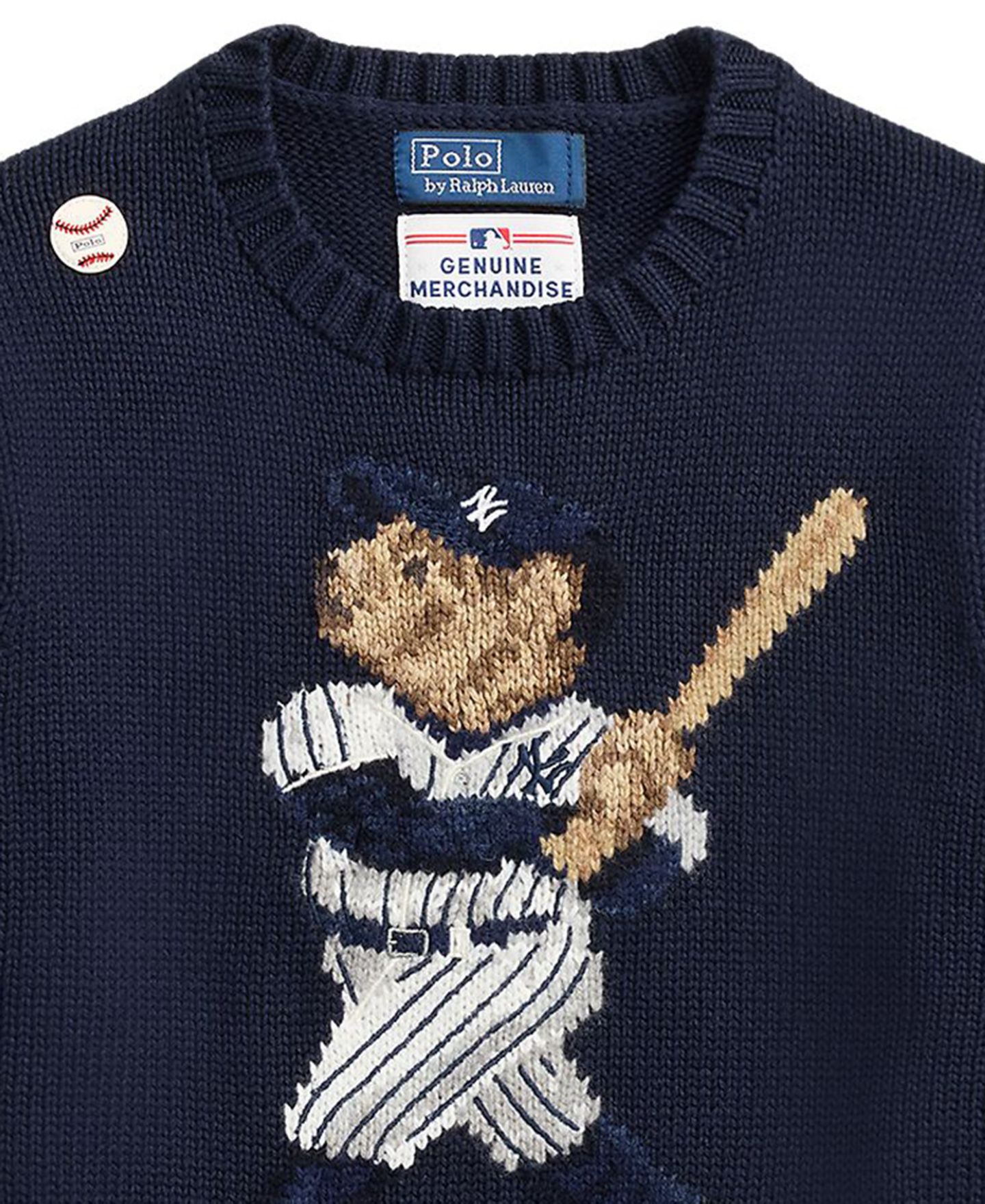 Детский свитер Polo Ralph Lauren Yankees Bear Long-Sleeves, цвет: Королевский синий тёмно-синий — фото 3