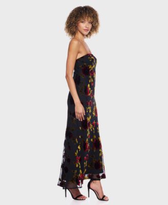 Junior's Flocked Strapless Dress