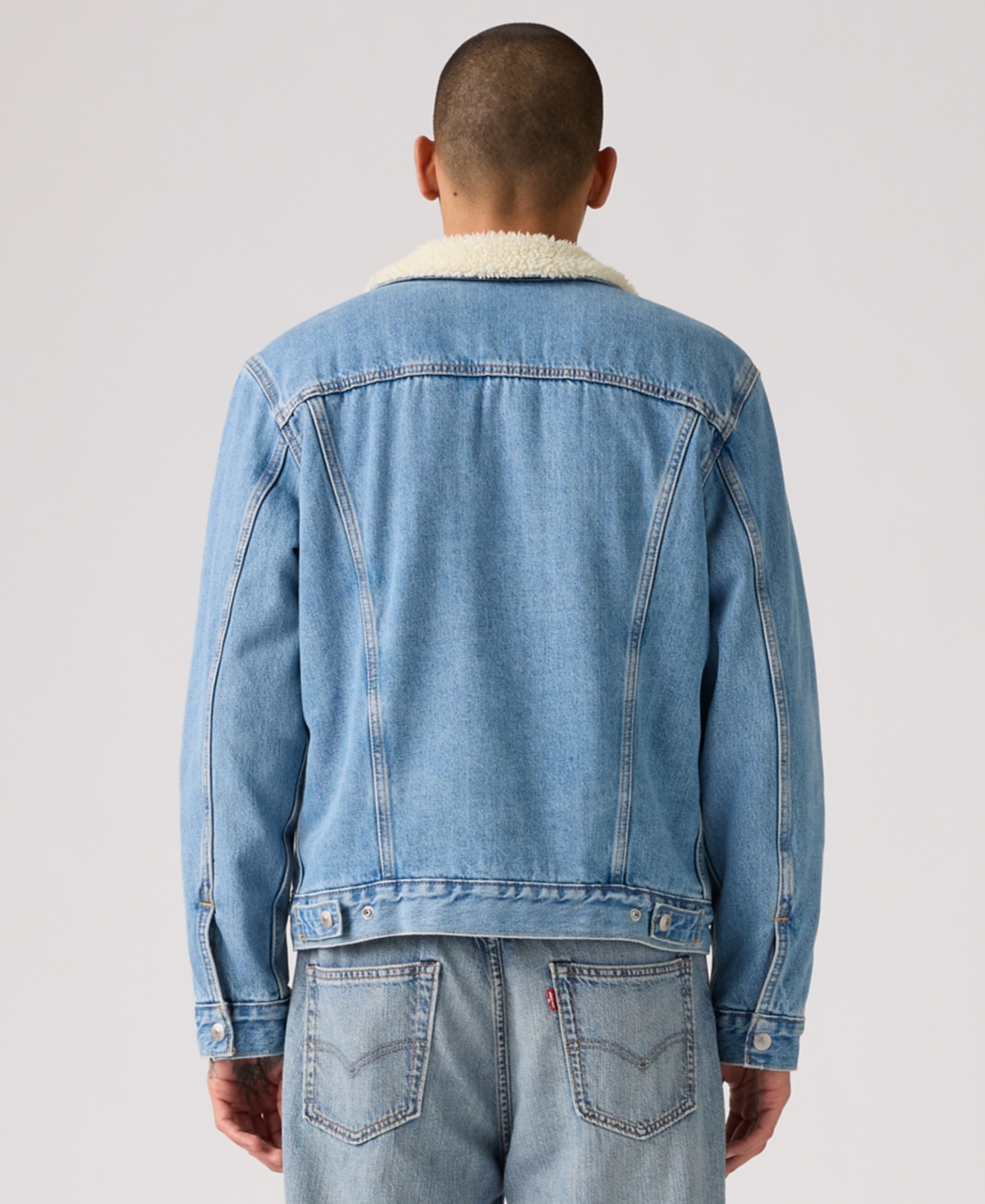 Levi's Men's Regular Fit Sherpa Denim Trucker Jacket In Blue