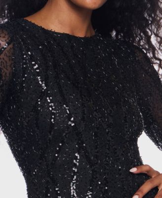 Junior's Long Sleeve Round Neck Bubble Dress