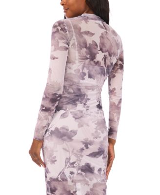 Women's Printed Long Sleeve Mock Neck Dress