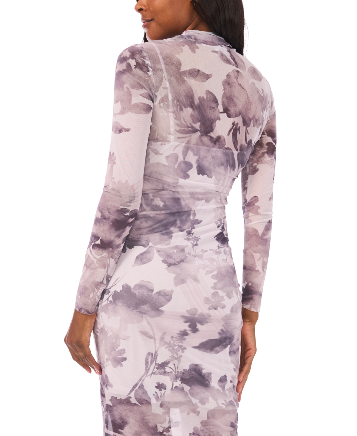 1.state Women's Printed Long Sleeve Mock Neck Dress In Pink