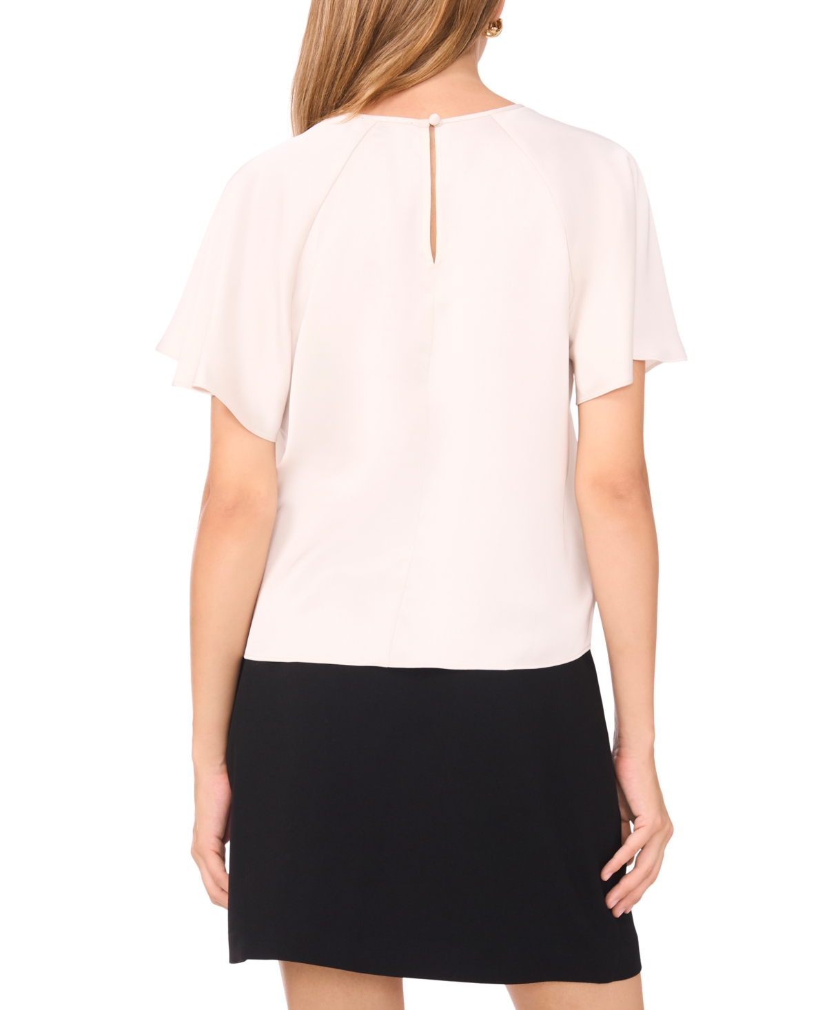 1.state Women's Flutter Sleeve Crewneck Blouse In White