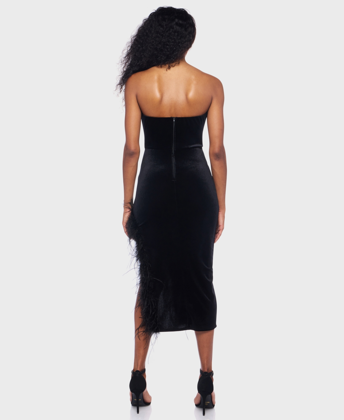 Alex & Sophia Junior's Strapless Midi Feather Dress In Black