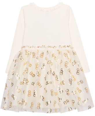 Girls' 2T-6X Long-Sleeve Ruffle-Trim Dress